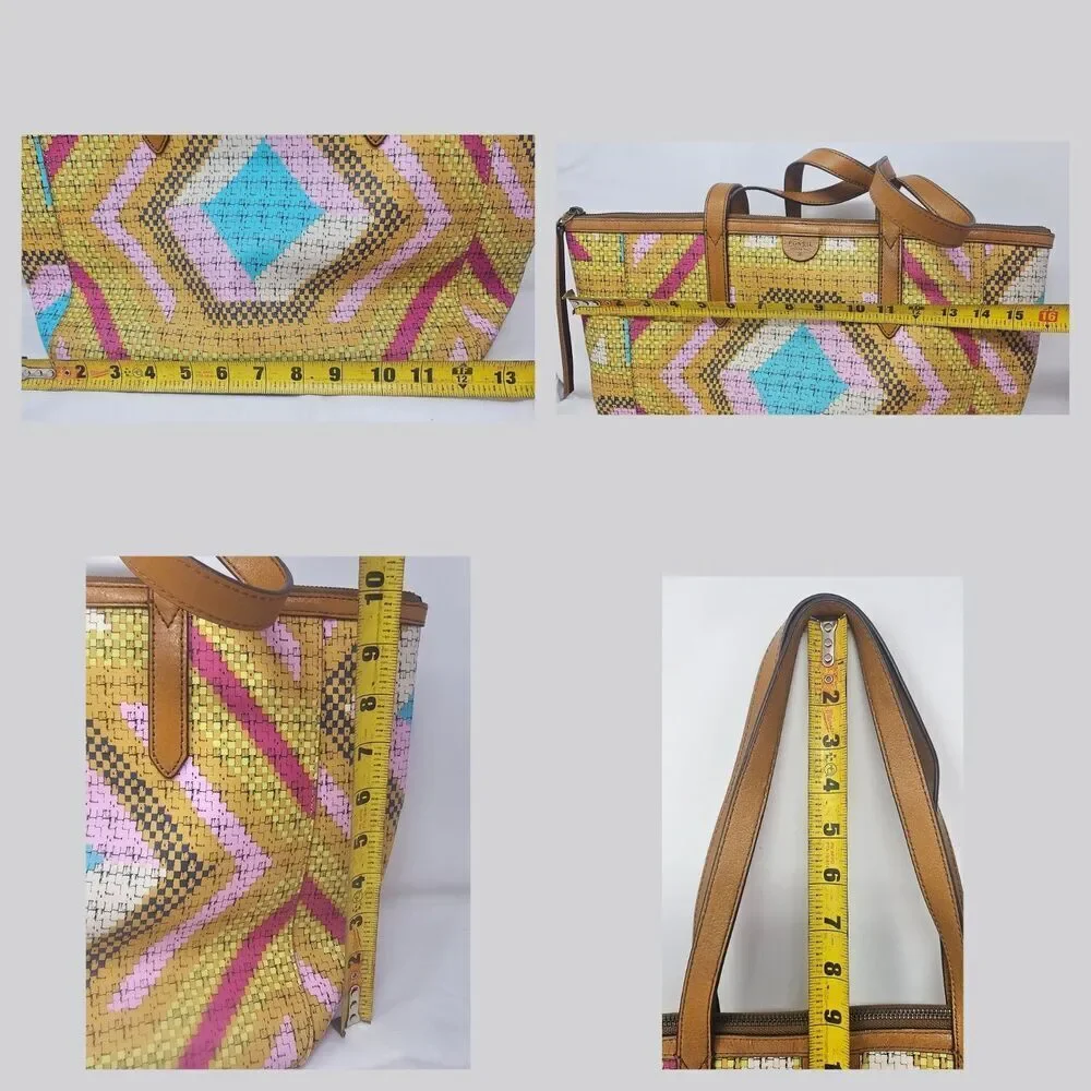 Fossil Sydney Geometric Prints Multicolor Signature Shopper Tote Bag